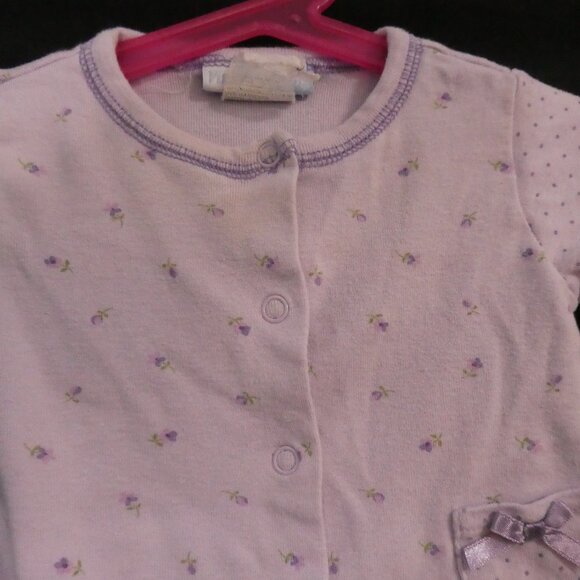 VITAMINS BABY | P2P 10 inches measured | Lilac Baby Cardigan With Floral Accents - Picture 4 of 14